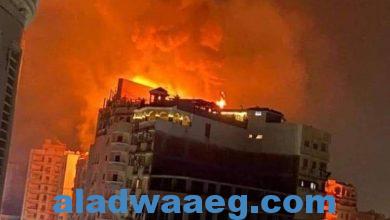صورة حريق كبير بطنطا في أحدي المباني المجاورة لفندق