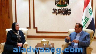 صورة وزيرة التجارة والصناعة تبحث مع وزير التخطيط العراقي سبل تحقيق التكامل الاقتصادى بين مصر والعراق والأردن