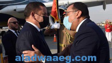 صورة رئيس الوزراء يستقبل رئيس حكومة الوحدة الوطنية الليبية بمطار القاهرة