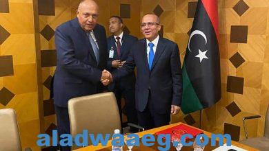 صورة وزير الخارجية يُجري لقاءات مع رئيس المجلس الرئاسي الليبي ونائبيه.