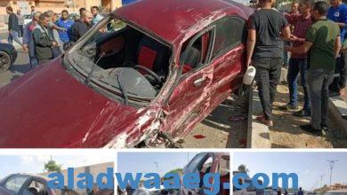 صورة حادث مروع   انقلاب وتحطم 4 سيارات  أمام مقابر بورسعيد