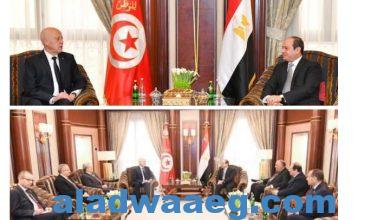 صورة السيسي يلتقى مع الرئيس التونسي “قيس سعيد”، بالعاصمة الرياض