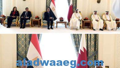 صورة جلسة مباحثات مصرية – قطرية موسعة برئاسة رئيسى وزراء البلدين