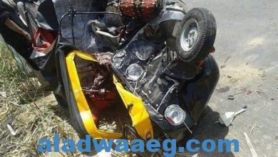 صورة  حادث تصادم بين توكتوك و ترويسكل أسفر عن إصابة ثلاثة أشخاص على طريق أبشواي الفيوم في قرية جبل سعد محافظة الفيوم