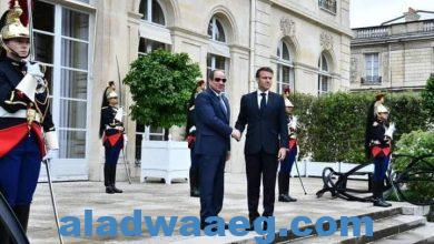 صورة الرئيس السيسى يلتقى نظيره الفرنسى ايمانويل ماكرون فى باريس