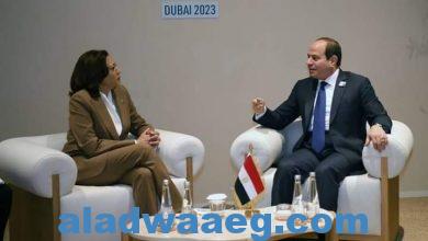صورة أجرى الرئيس المصري عبد الفتاح السيسي ونائبة الرئيس الأمريكي كامالا هاريس مباحثات على هامش قمة المناخ “كوب-28” في دبي