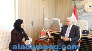 صورة وزير التعليم العالي يبحث مع سفيرة البحرين سبل التعاون المشترك في مجالات التعليم العالي والبحث العلمي  