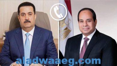 صورة الرئيس المصري عبد الفتاح السيسي يتلقى أتصال من رئيس الوزراء العراقي