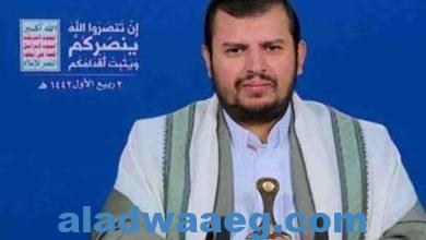 صورة عبدالملك الحوثي يؤكد مشروعية الشعب اليمني في الرد العدوان
