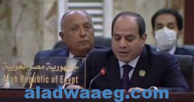 صورة كلمة الرئيس عبد الفتاح السيسي خلال أعمال مؤتمر بغداد للتعاون والشراكة ببغداد.
