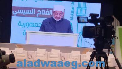 صورة الإمام الأكبر خلال كلمته في مؤتمر جامعة الأزهر.