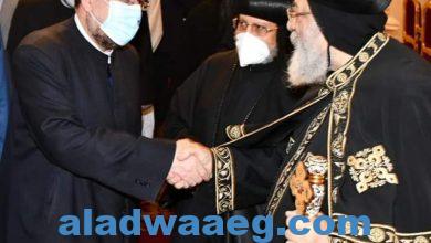 صورة وزير الأوقاف يهنئ البابا تواضروس والكنائس المصرية بالعام الميلادي الجديد.