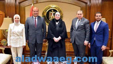 صورة وزيرة التجارة والصناعة تستقبل وفد غرفة التجارة العربية الامريكية.