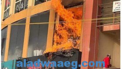 صورة تفحم مكاتب شركة شهيرة  الرعب في حريق هائل داخل مول بالشيخ زايد