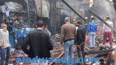صورة حريق بسوق الورق بالمنشية بالإسكندرية
