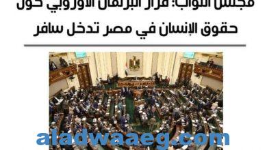 صورة مجلس النواب المصرى يستنكر و يفند قرار البرلمان الأروبى بشأن حقوق الإنسان في مصر
