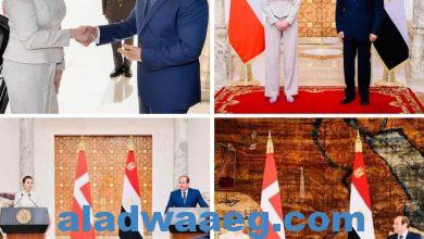 صورة الرئيس السيسى يستقبل رئيسة وزراء الدنمارك