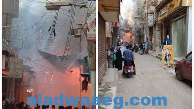 صورة عاااجل وحصري نشوب حريق ضخم في شارع العريان وسط البلد في محافظة الفيوم