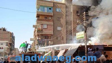 صورة حريق ضخم بشارع بورسعيد في كوم امبو باسوان