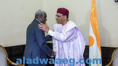 صورة رئيس المفوضية الإفريقية يطمئن علي وضع الرئيس النيجيري الصحي