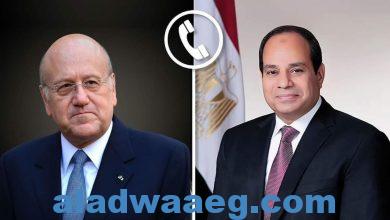 صورة السيد الرئيس يتلقى أتصالا هاتفيا من رئيس الوزراء اللبناني