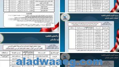 صورة جدول امتحانات الفصل الدراسي الأول للعام الدراسى 2023/2024 بالقاهرة