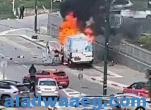 صورة انفجرت سيارة فى مدينة نتانيا الساحلية شمال تل أبيب