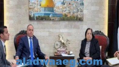 صورة سفير مصر يبحث مع الدكتورة مى الكيلة الأزمة الإنسانية فى غزة