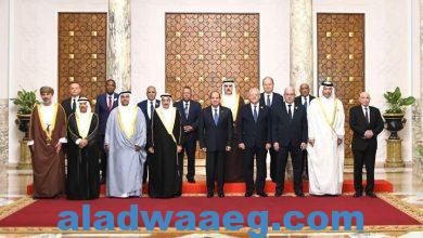 صورة الرئيس السيسي يستقبل رؤساء المجالس والبرلمانات العربية المشاركين في المؤتمر السادس للبرلمان العربي